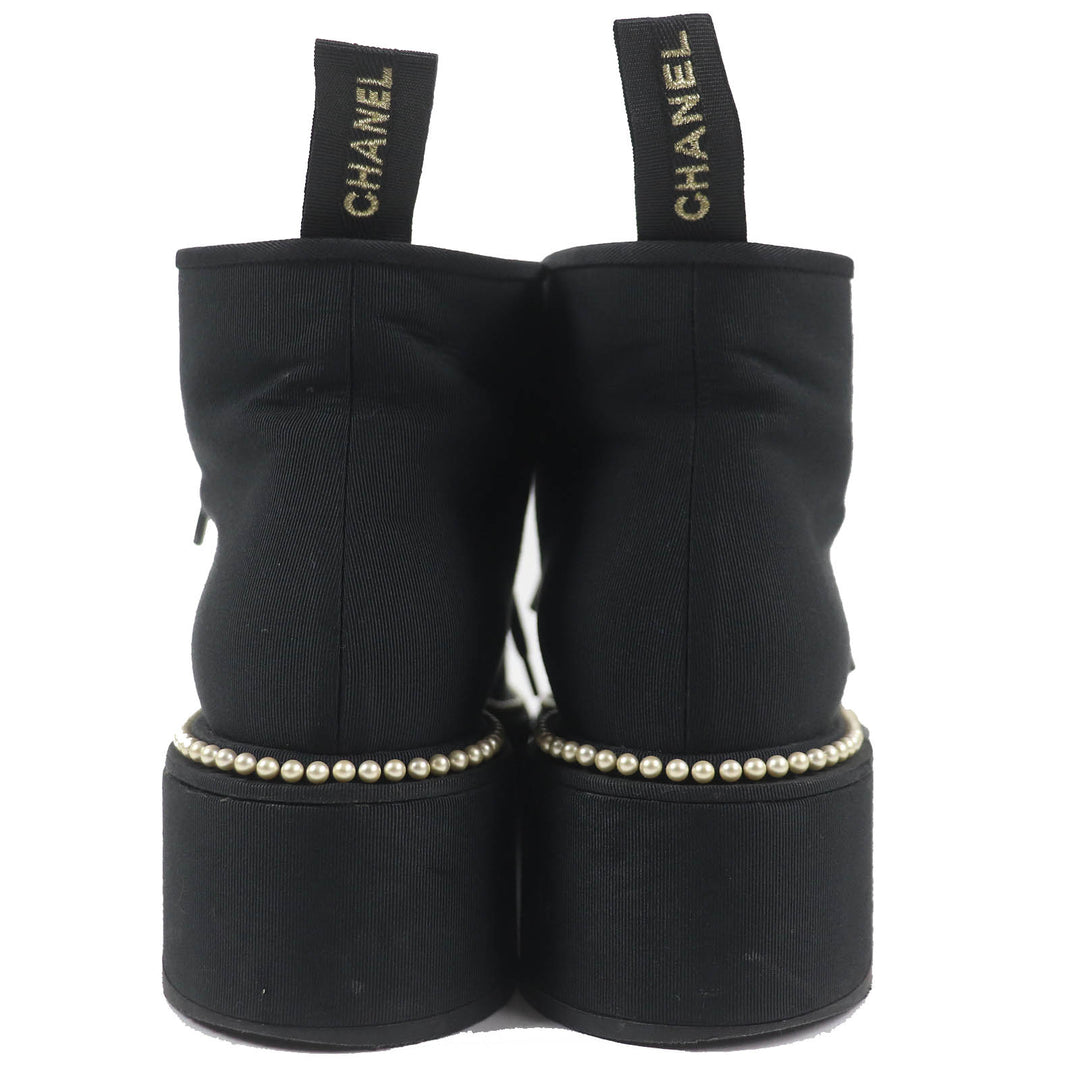 CHANEL short boots G35367 fabric black Women 37 C Used Authentic
