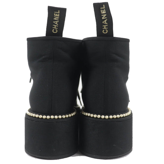 CHANEL short boots G35367 fabric black Women 37 C Used Authentic