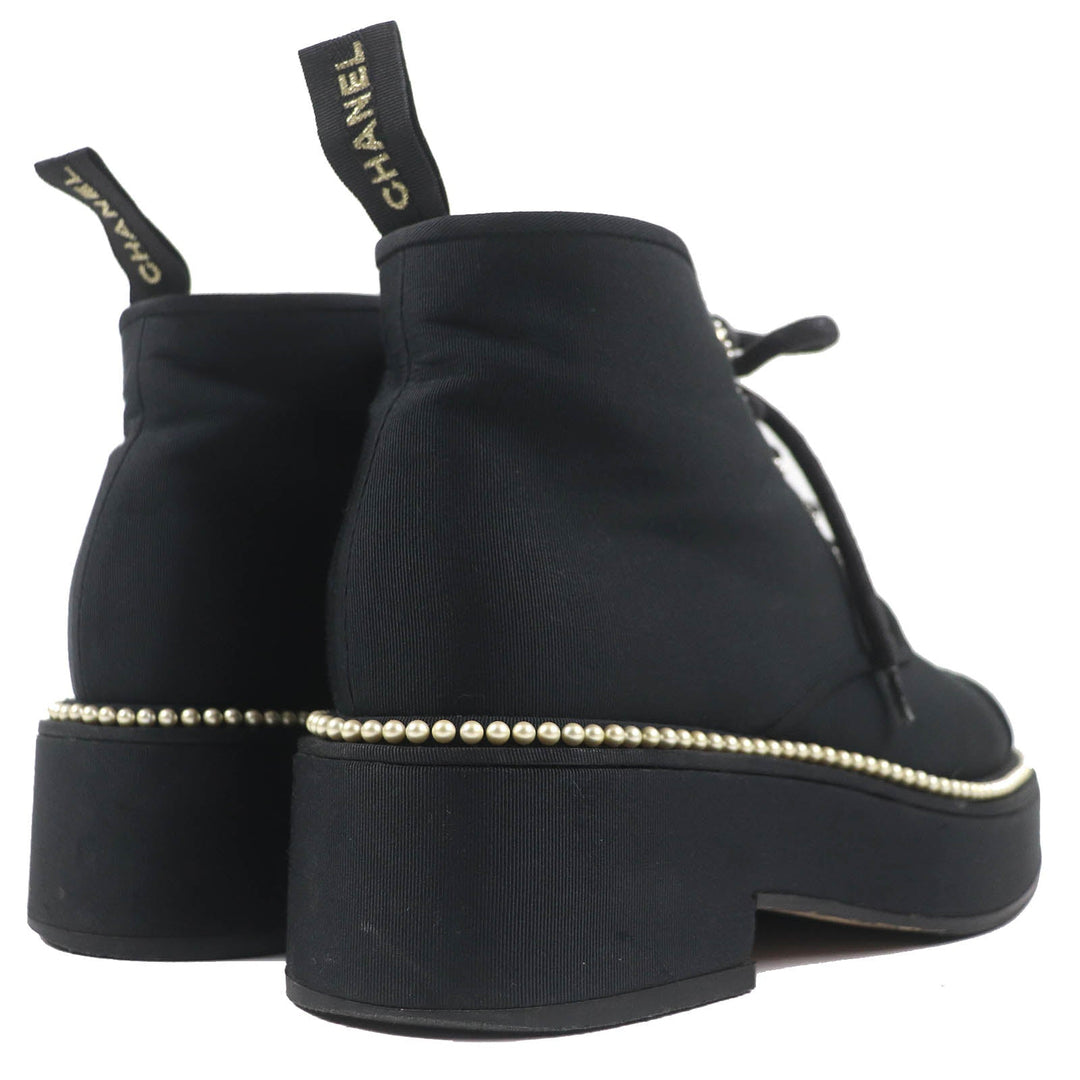 CHANEL short boots G35367 fabric black Women 37 C Used Authentic