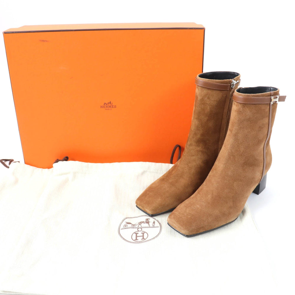 HERMES short boots Main: Suede leather Brown Oh Mage Women 36 Used Authentic