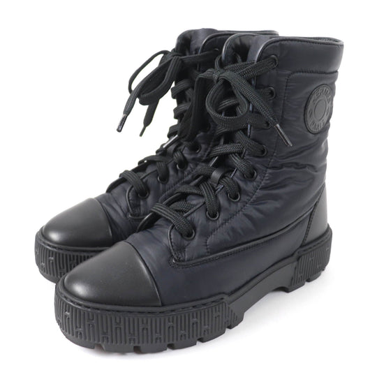 HERMES short boots Main: Nylon, Part: Leather black fresh Women 36 Used Authentic