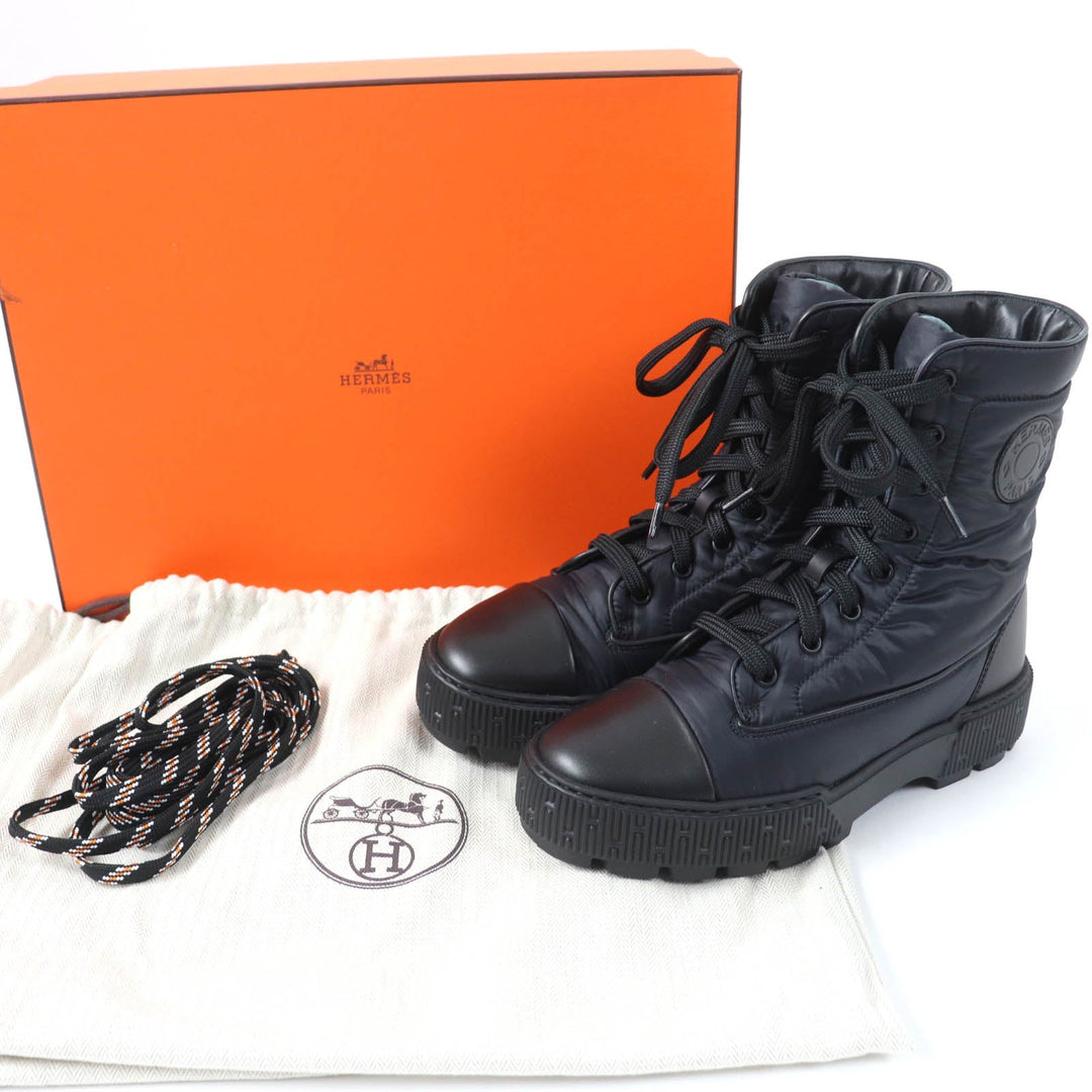 HERMES short boots Main: Nylon, Part: Leather black fresh Women 36 Used Authentic