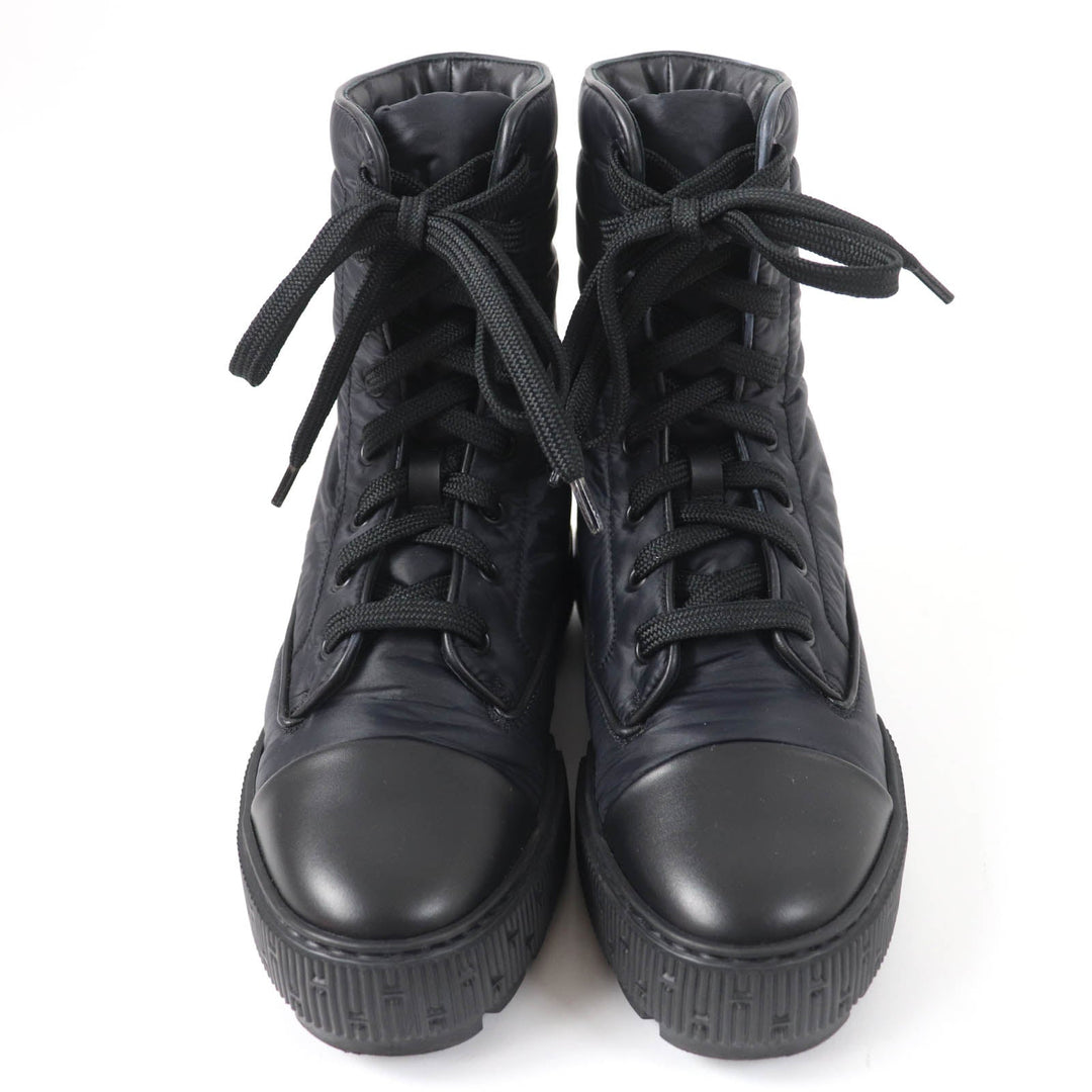 HERMES short boots Main: Nylon, Part: Leather black fresh Women 36 Used Authentic