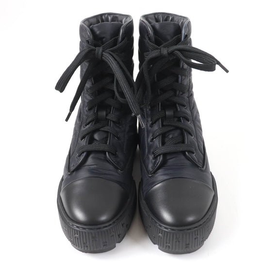 HERMES short boots Main: Nylon, Part: Leather black fresh Women 36 Used Authentic