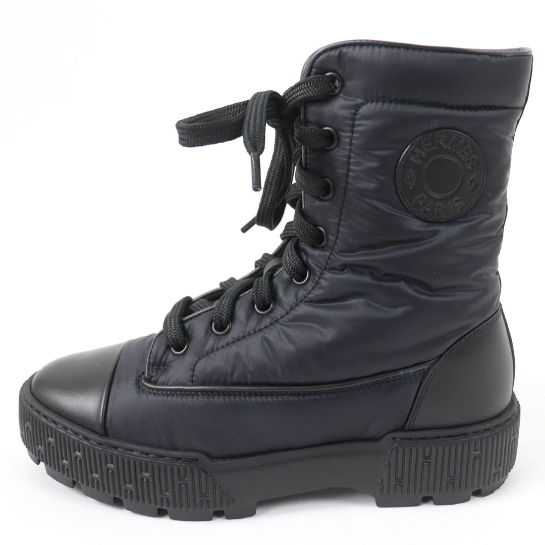 HERMES short boots Main: Nylon, Part: Leather black fresh Women 36 Used Authentic