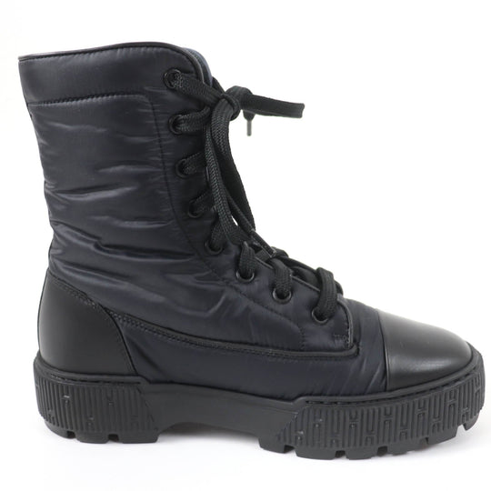 HERMES short boots Main: Nylon, Part: Leather black fresh Women 36 Used Authentic