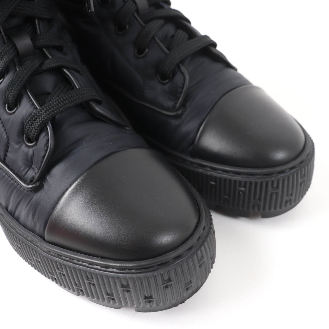 HERMES short boots Main: Nylon, Part: Leather black fresh Women 36 Used Authentic