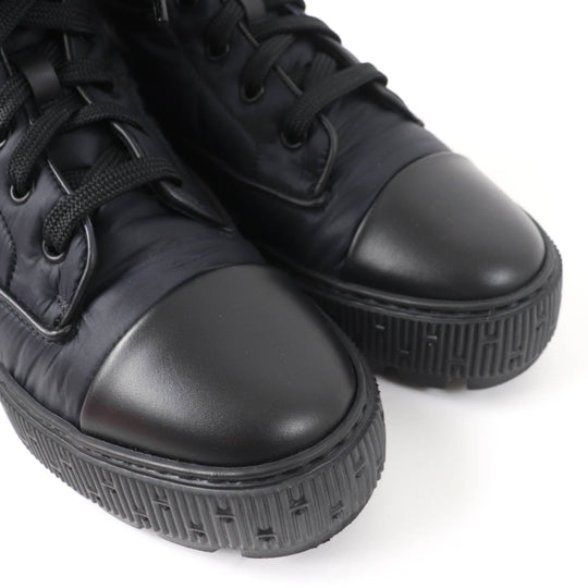 HERMES short boots Main: Nylon, Part: Leather black fresh Women 36 Used Authentic