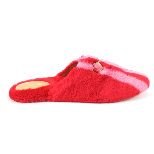 GUCCI Mule 722442 Fur, Leather Red Women 37 Used Authentic