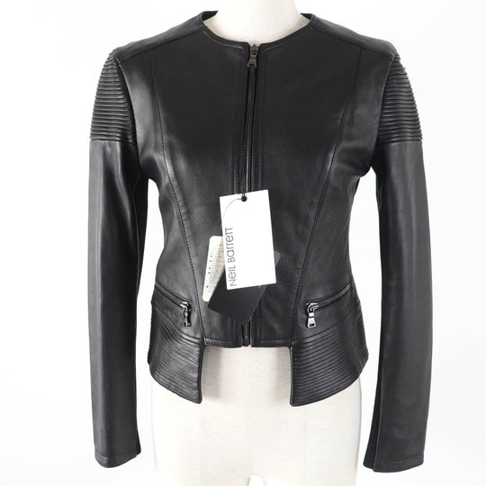 NEIL BARRETT Riders jacket Main: Lamb leather, Lining: 100% Cupra, Part: 98% Cotton, Part: 2% Elastane (Polyurethane) black Women XS Used Authentic