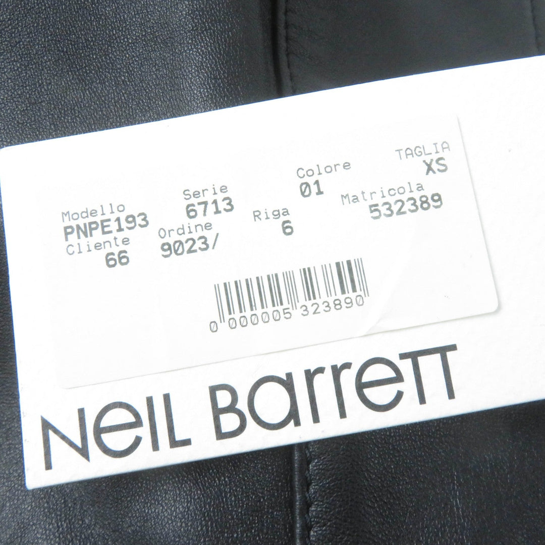 NEIL BARRETT Riders jacket Main: Lamb leather, Lining: 100% Cupra, Part: 98% Cotton, Part: 2% Elastane (Polyurethane) black Women XS Used Authentic