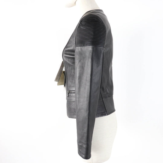 NEIL BARRETT Riders jacket Main: Lamb leather, Lining: 100% Cupra, Part: 98% Cotton, Part: 2% Elastane (Polyurethane) black Women XS Used Authentic