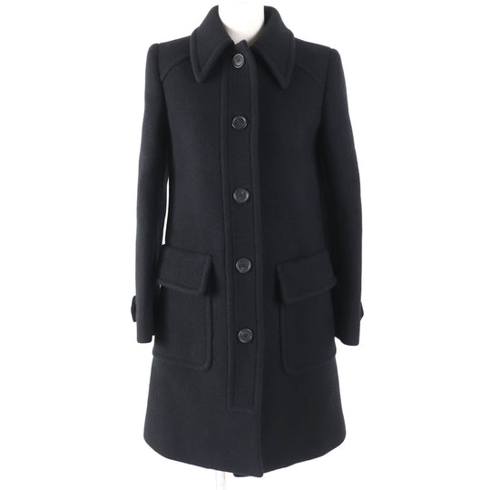 PRADA Stainless collar coat Main: 100% virgin wool, Lining: 100% cupra, Part: 100% polyester black Women 38 Used Authentic