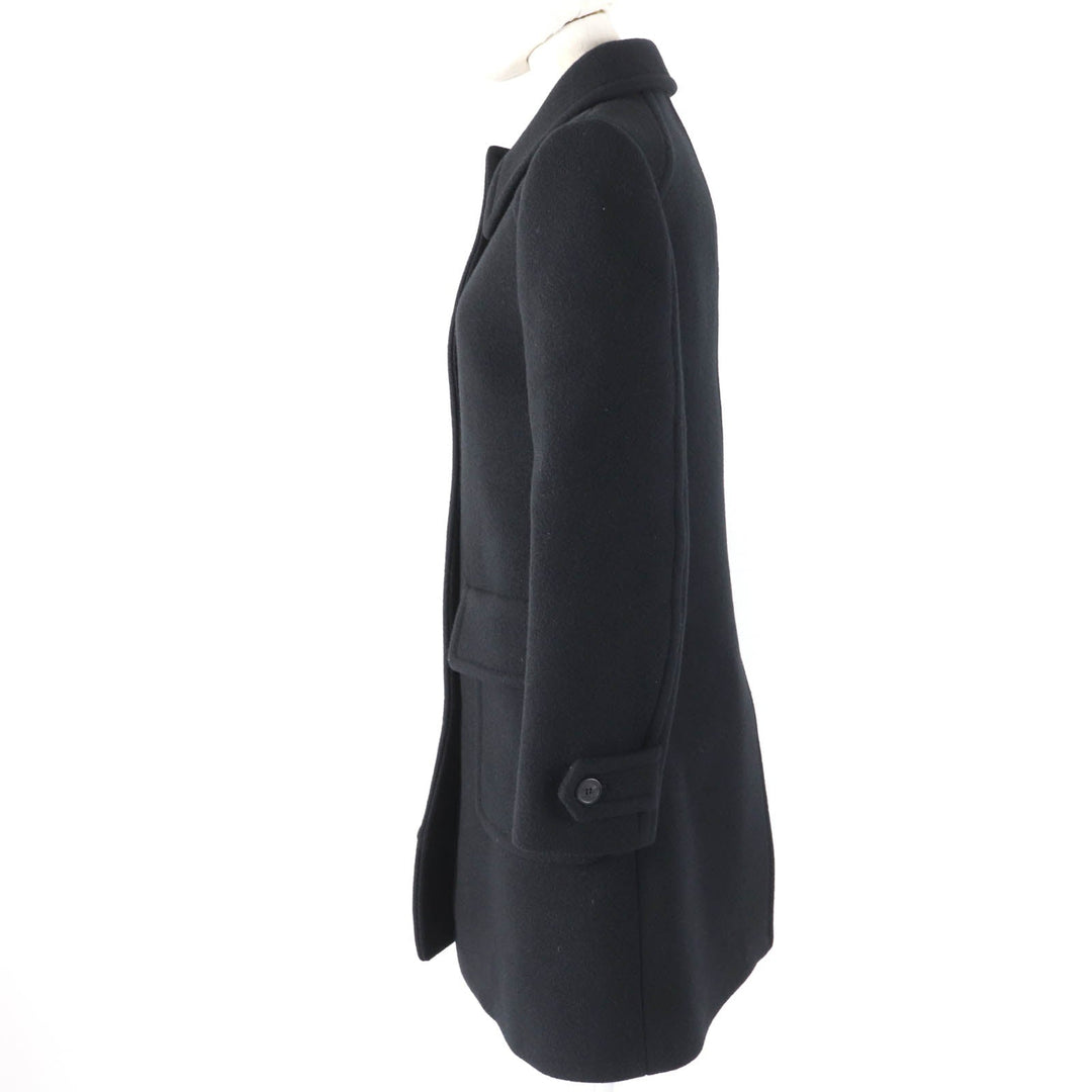 PRADA Stainless collar coat Main: 100% virgin wool, Lining: 100% cupra, Part: 100% polyester black Women 38 Used Authentic