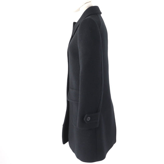 PRADA Stainless collar coat Main: 100% virgin wool, Lining: 100% cupra, Part: 100% polyester black Women 38 Used Authentic