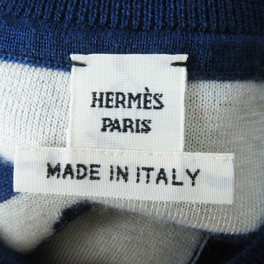 HERMES cardigan 3E2715D4 Outer material: 48% cashmere, Outer material: 48% silk, Outer material: 3% nylon, Outer material: 1% polyurethane, Part: 50% cashmere Blue Ivory Red Women 34 Used Authentic