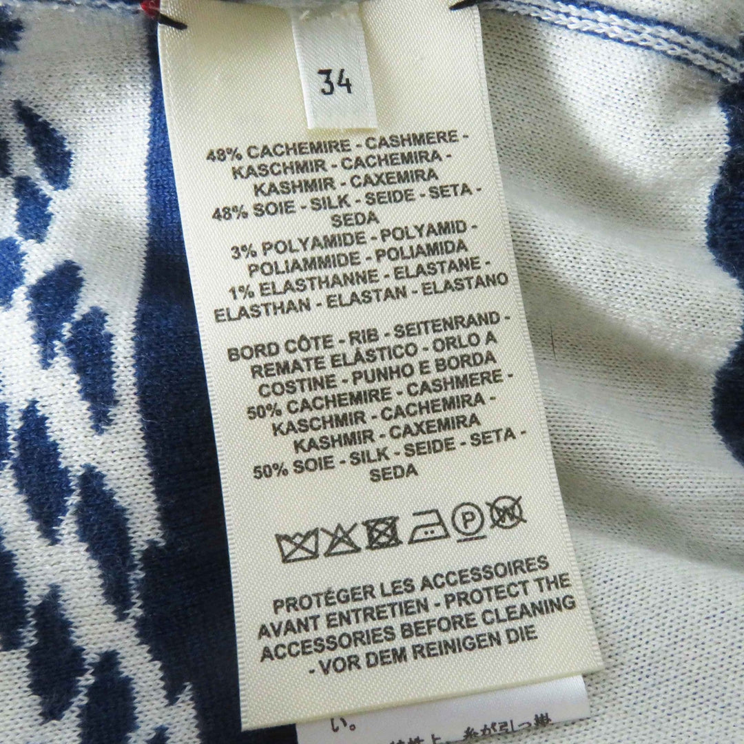 HERMES cardigan 3E2715D4 Outer material: 48% cashmere, Outer material: 48% silk, Outer material: 3% nylon, Outer material: 1% polyurethane, Part: 50% cashmere Blue Ivory Red Women 34 Used Authentic