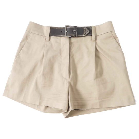PRADA Shorts P285GK Main: 97% cotton, Main: 3% elastane, Leather part: calf leather, Part: 100% cotton, Lining: 100% cupra beige Women 36 Used Authentic