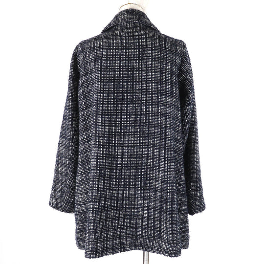 me ISSEY MIYAKE Jacket Outer: 79% wool, Outer: 8% nylon, Outer: 8% polyester, Outer: 5% acetate, Lining: 100% polyester Dark navy Women No size Used Authentic