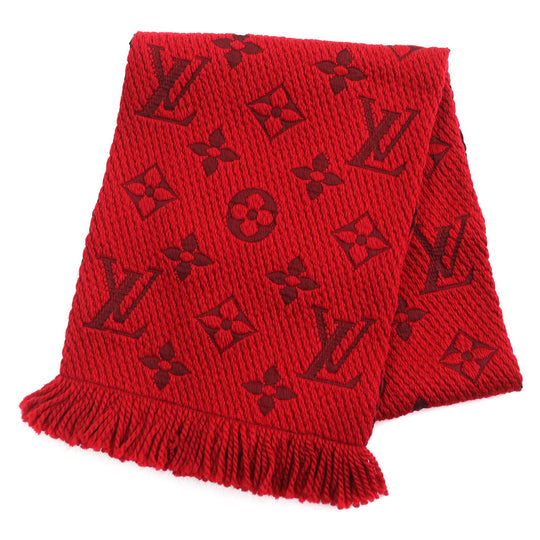 LOUIS VUITTON Scarf 413287 Main: 94% wool, Main: 6% silk Ruby Escalp Logo Mania Women Used Authentic