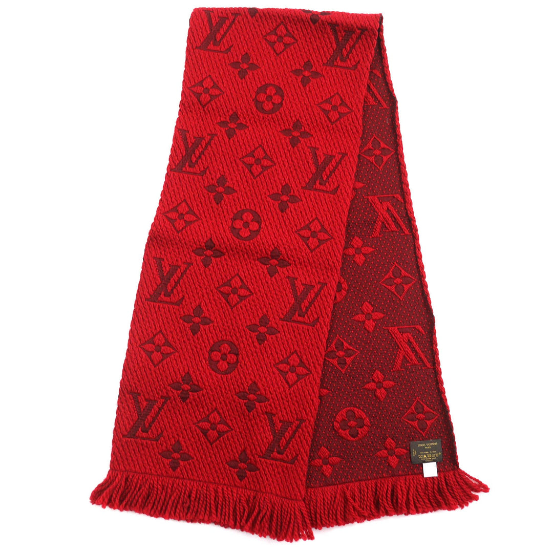 LOUIS VUITTON Scarf 413287 Main: 94% wool, Main: 6% silk Ruby Escalp Logo Mania Women Used Authentic