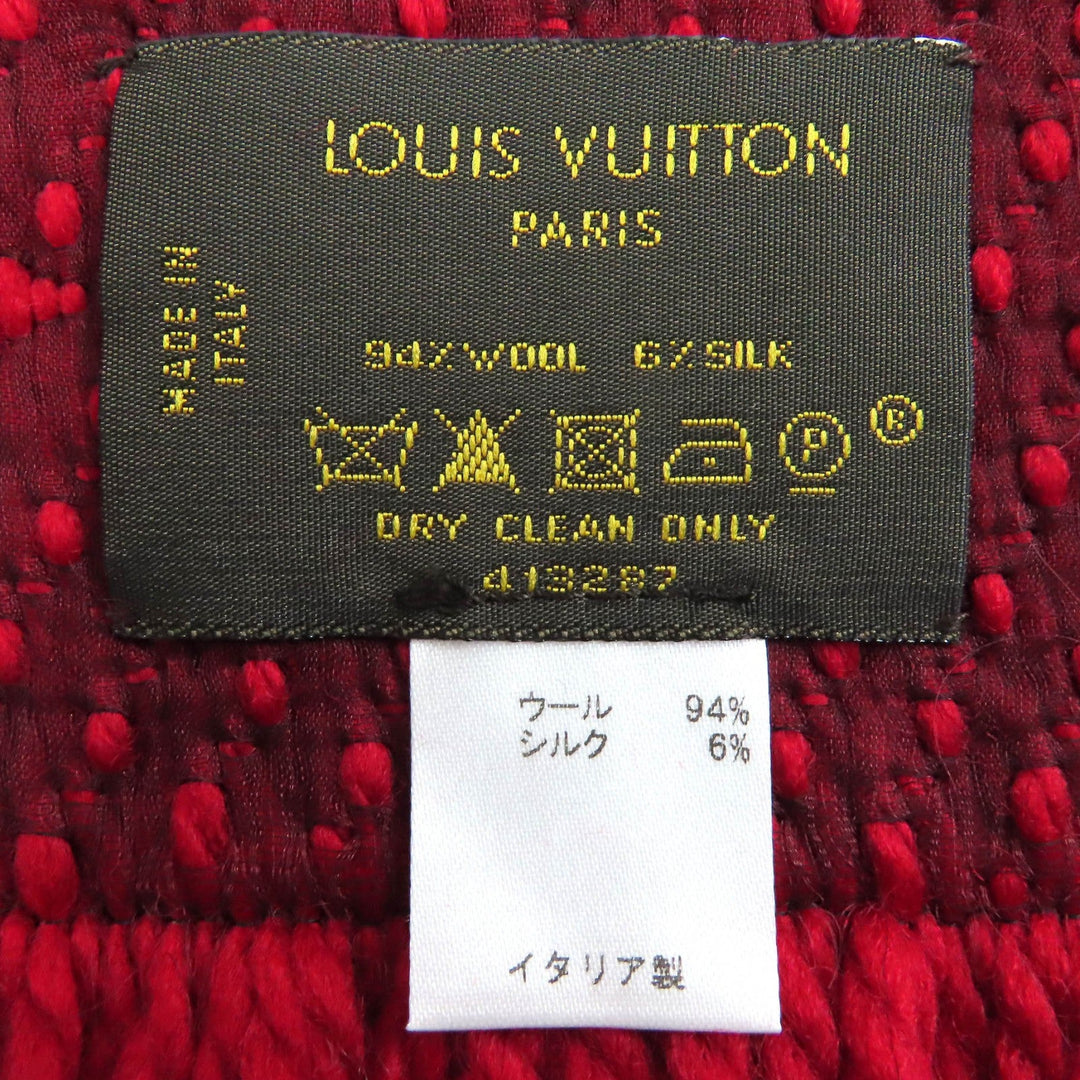 LOUIS VUITTON Scarf 413287 Main: 94% wool, Main: 6% silk Ruby Escalp Logo Mania Women Used Authentic