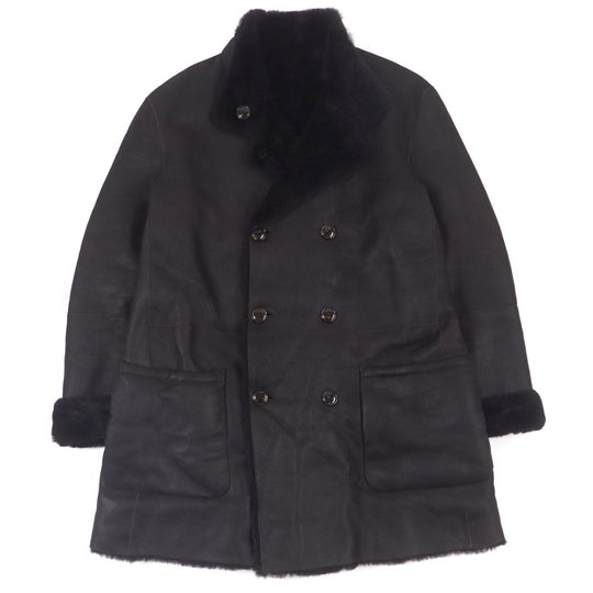 GIORGIO ARMANI Mouton coat 4SB03P 4SP19 Main: 100% mouton Dark brown REVERSIBLE ,  DOUBLE-BREASTED SHEEPSKIN PEA COAT mens 56 Used Authentic