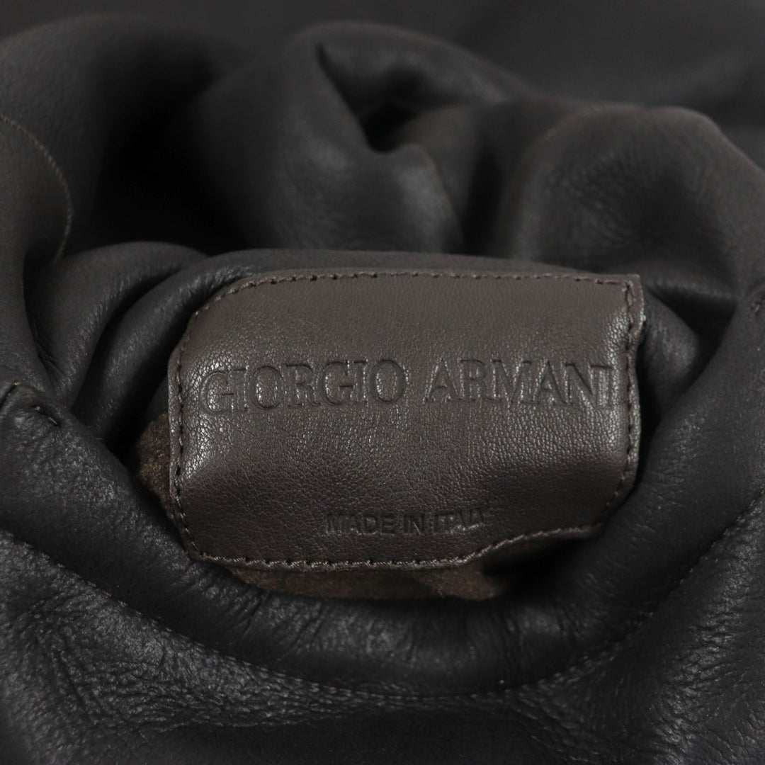 GIORGIO ARMANI Mouton coat 4SB03P 4SP19 Main: 100% mouton Dark brown REVERSIBLE ,  DOUBLE-BREASTED SHEEPSKIN PEA COAT mens 56 Used Authentic