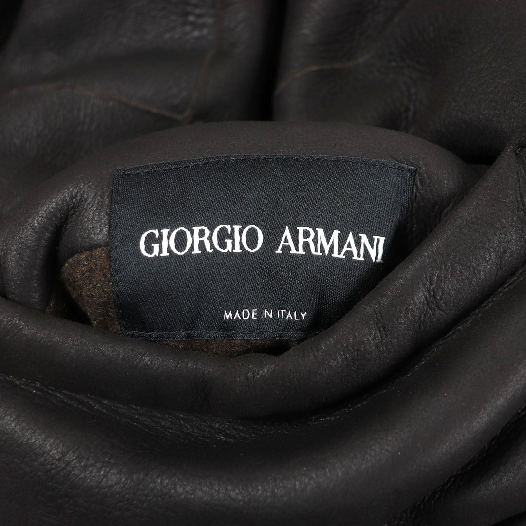 GIORGIO ARMANI Mouton coat 4SB03P 4SP19 Main: 100% mouton Dark brown REVERSIBLE ,  DOUBLE-BREASTED SHEEPSKIN PEA COAT mens 56 Used Authentic