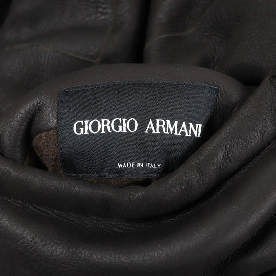 GIORGIO ARMANI Mouton coat 4SB03P 4SP19 Main: 100% mouton Dark brown REVERSIBLE ,  DOUBLE-BREASTED SHEEPSKIN PEA COAT mens 56 Used Authentic
