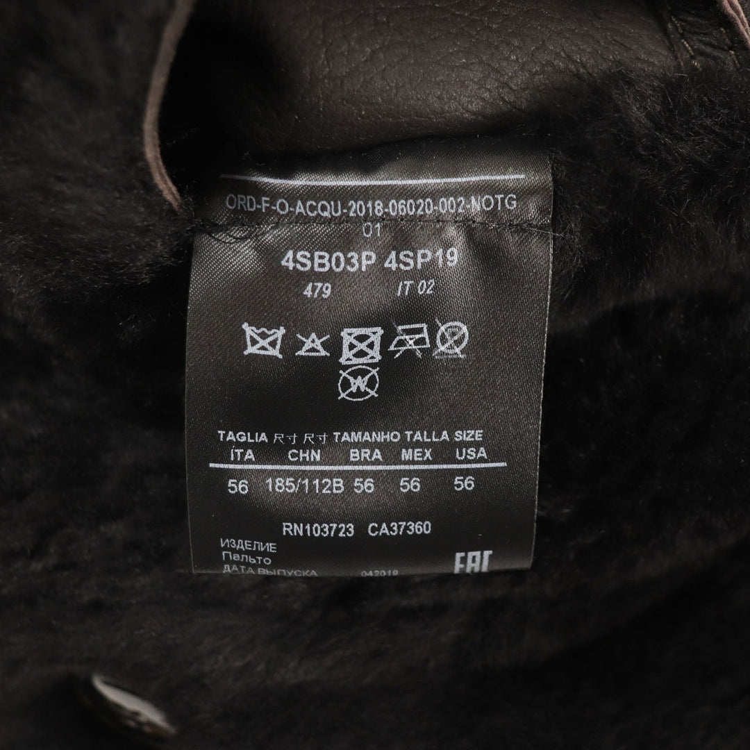 GIORGIO ARMANI Mouton coat 4SB03P 4SP19 Main: 100% mouton Dark brown REVERSIBLE ,  DOUBLE-BREASTED SHEEPSKIN PEA COAT mens 56 Used Authentic