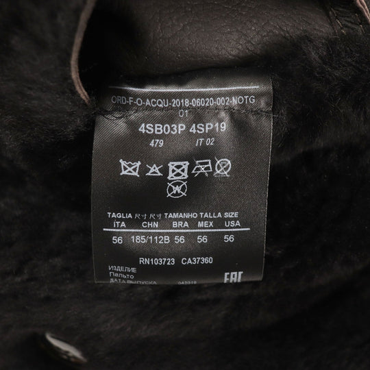 GIORGIO ARMANI Mouton coat 4SB03P 4SP19 Main: 100% mouton Dark brown REVERSIBLE ,  DOUBLE-BREASTED SHEEPSKIN PEA COAT mens 56 Used Authentic