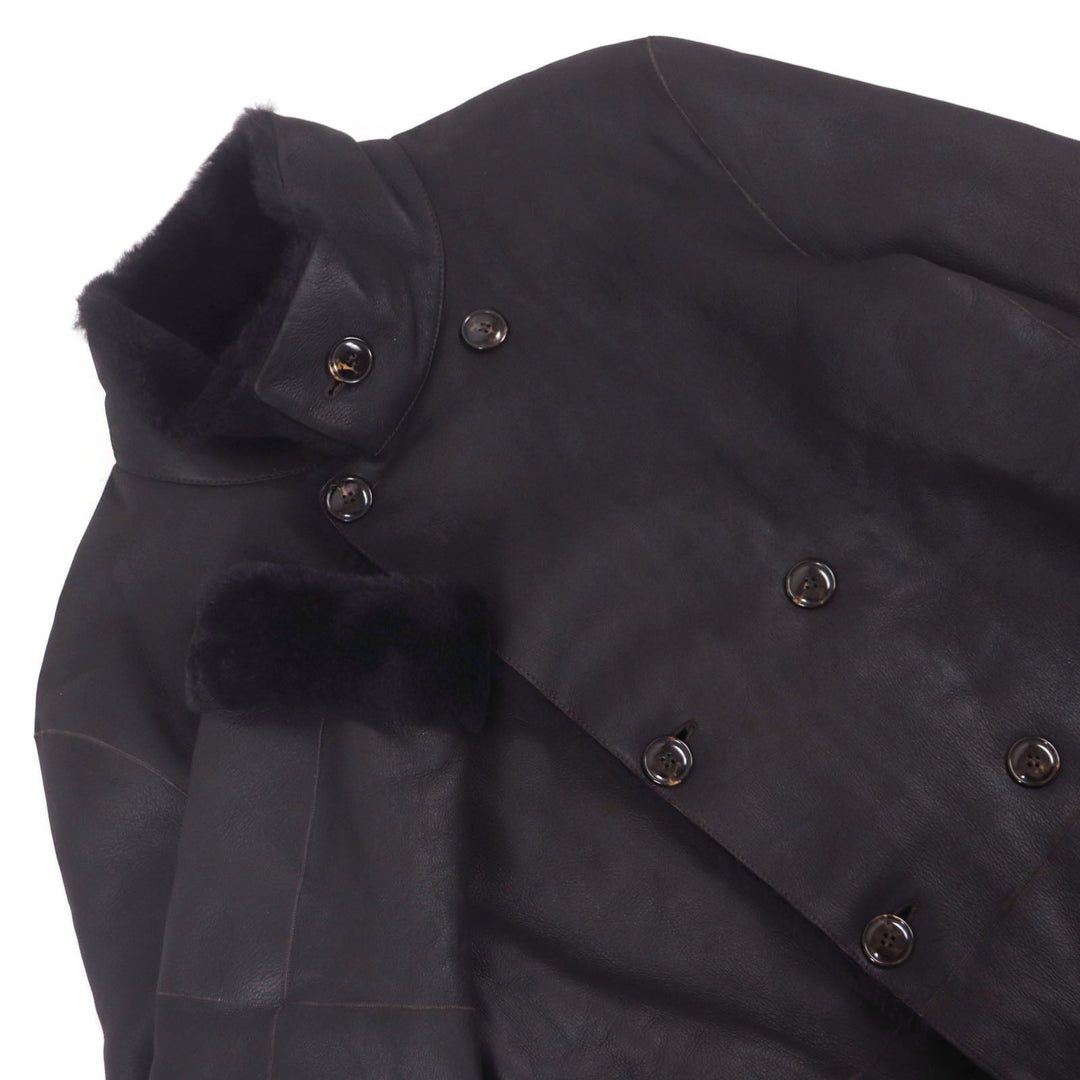 GIORGIO ARMANI Mouton coat 4SB03P 4SP19 Main: 100% mouton Dark brown REVERSIBLE ,  DOUBLE-BREASTED SHEEPSKIN PEA COAT mens 56 Used Authentic