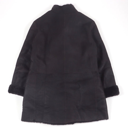 GIORGIO ARMANI Mouton coat 4SB03P 4SP19 Main: 100% mouton Dark brown REVERSIBLE ,  DOUBLE-BREASTED SHEEPSKIN PEA COAT mens 56 Used Authentic