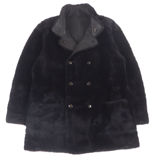 GIORGIO ARMANI Mouton coat 4SB03P 4SP19 Main: 100% mouton Dark brown REVERSIBLE ,  DOUBLE-BREASTED SHEEPSKIN PEA COAT mens 56 Used Authentic
