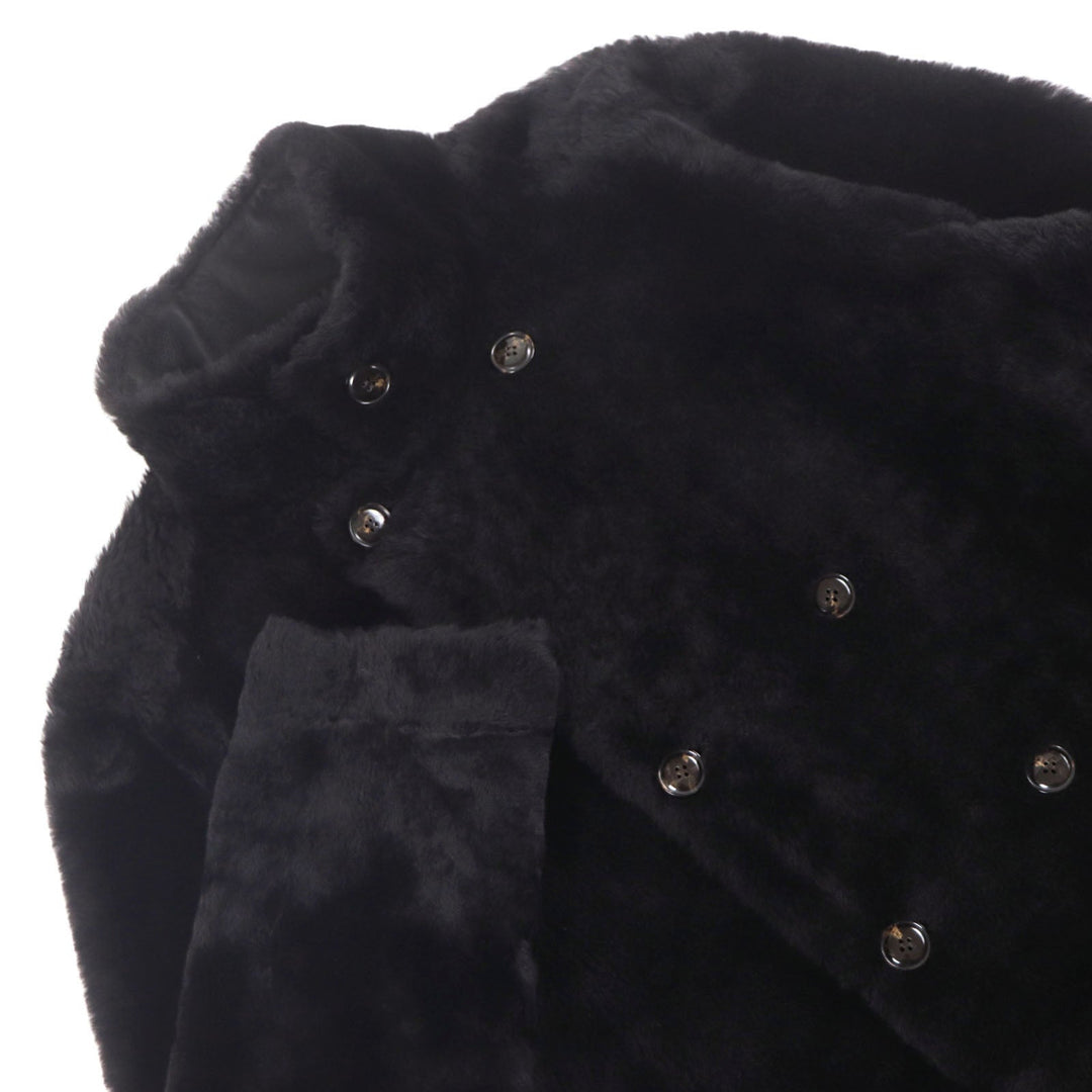 GIORGIO ARMANI Mouton coat 4SB03P 4SP19 Main: 100% mouton Dark brown REVERSIBLE ,  DOUBLE-BREASTED SHEEPSKIN PEA COAT mens 56 Used Authentic