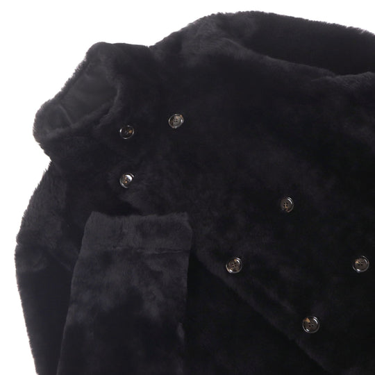 GIORGIO ARMANI Mouton coat 4SB03P 4SP19 Main: 100% mouton Dark brown REVERSIBLE ,  DOUBLE-BREASTED SHEEPSKIN PEA COAT mens 56 Used Authentic