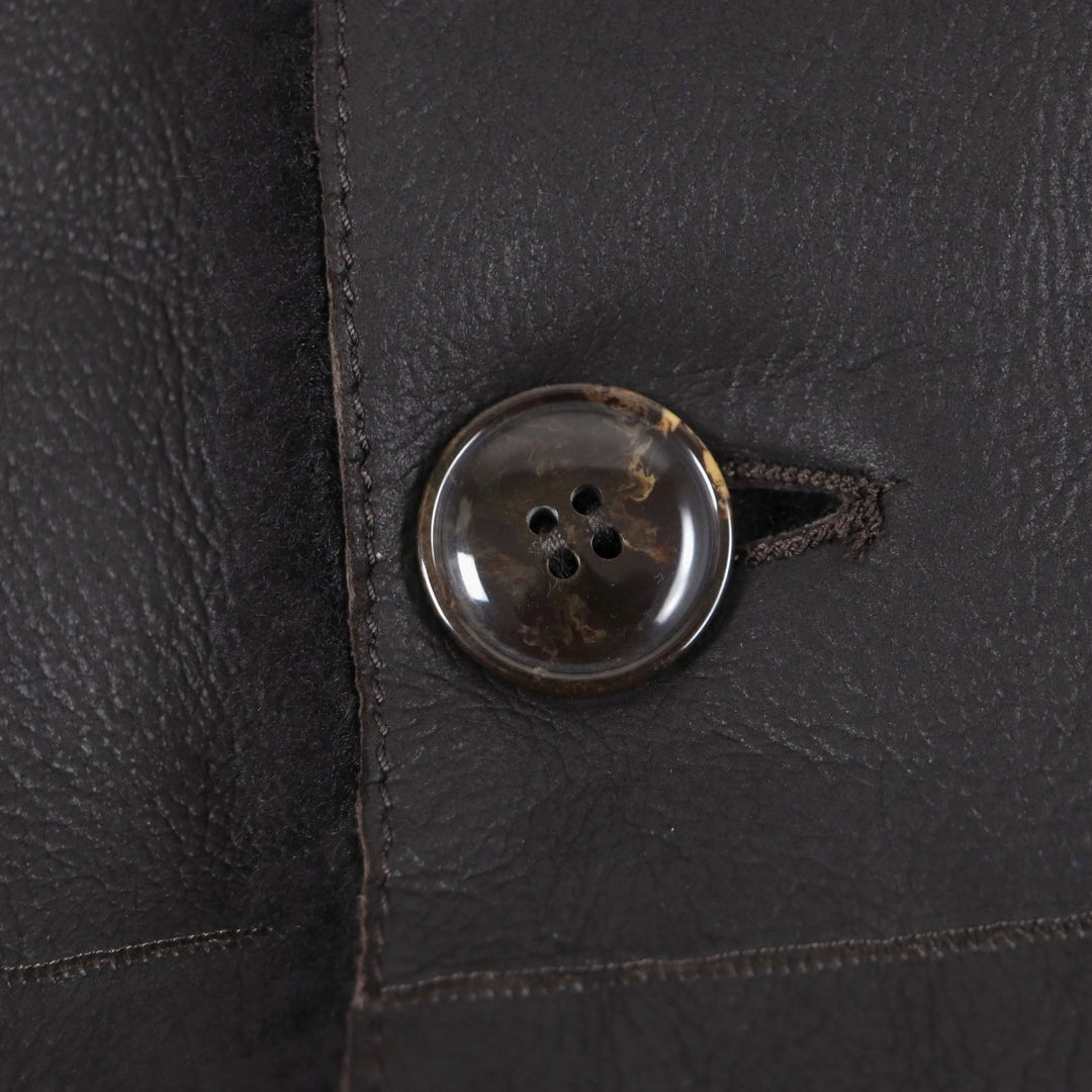 GIORGIO ARMANI Mouton coat 4SB03P 4SP19 Main: 100% mouton Dark brown REVERSIBLE ,  DOUBLE-BREASTED SHEEPSKIN PEA COAT mens 56 Used Authentic