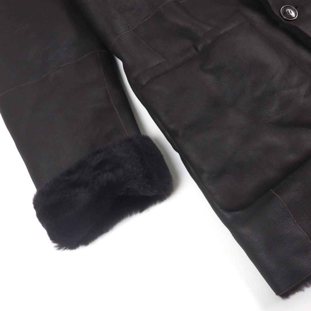 GIORGIO ARMANI Mouton coat 4SB03P 4SP19 Main: 100% mouton Dark brown REVERSIBLE ,  DOUBLE-BREASTED SHEEPSKIN PEA COAT mens 56 Used Authentic