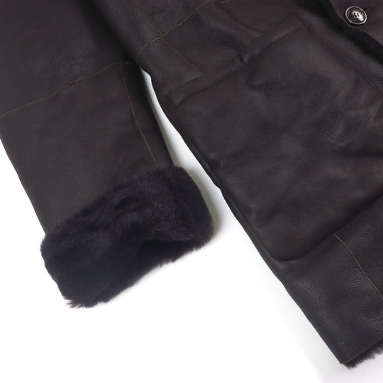 GIORGIO ARMANI Mouton coat 4SB03P 4SP19 Main: 100% mouton Dark brown REVERSIBLE ,  DOUBLE-BREASTED SHEEPSKIN PEA COAT mens 56 Used Authentic