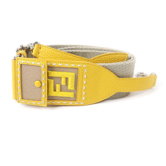 FENDI Shoulder strap Main: Canvas, Part: Leather Beige yellow Women Used Authentic