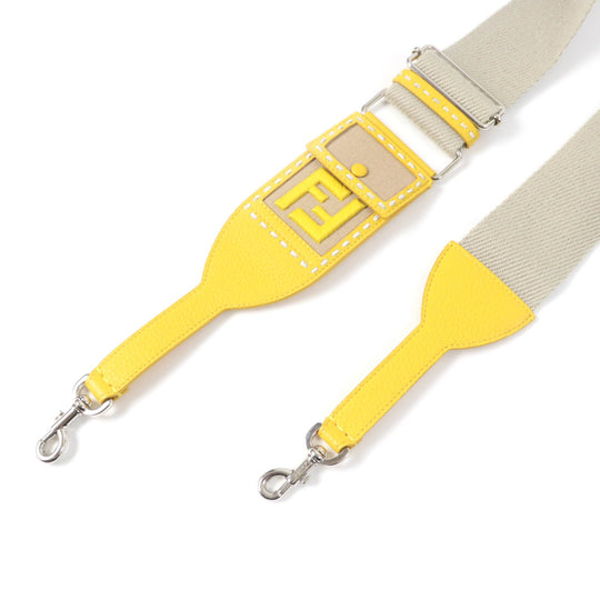 FENDI Shoulder strap Main: Canvas, Part: Leather Beige yellow Women Used Authentic