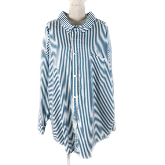 BALENCIAGA Long sleeve shirt 622050 Main: 100% cotton Green white Women 34 Used Authentic