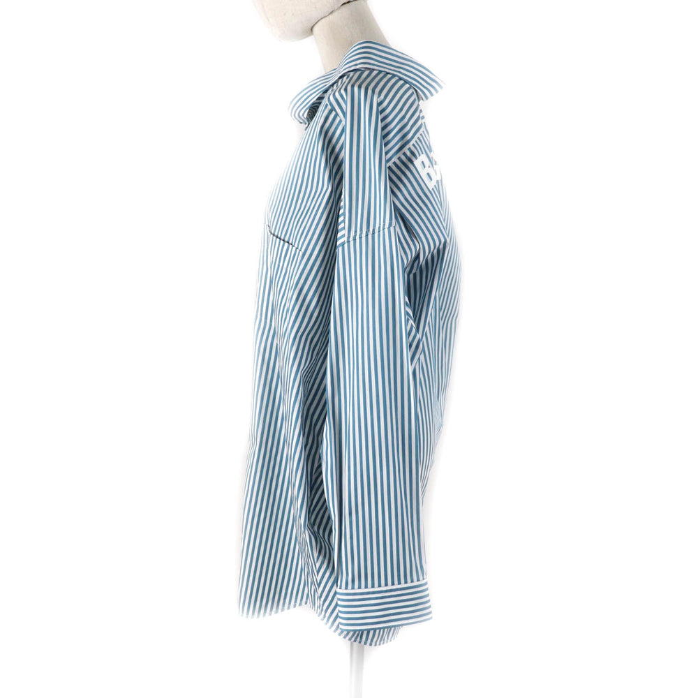 BALENCIAGA Long sleeve shirt 622050 Main: 100% cotton Green white Women 34 Used Authentic