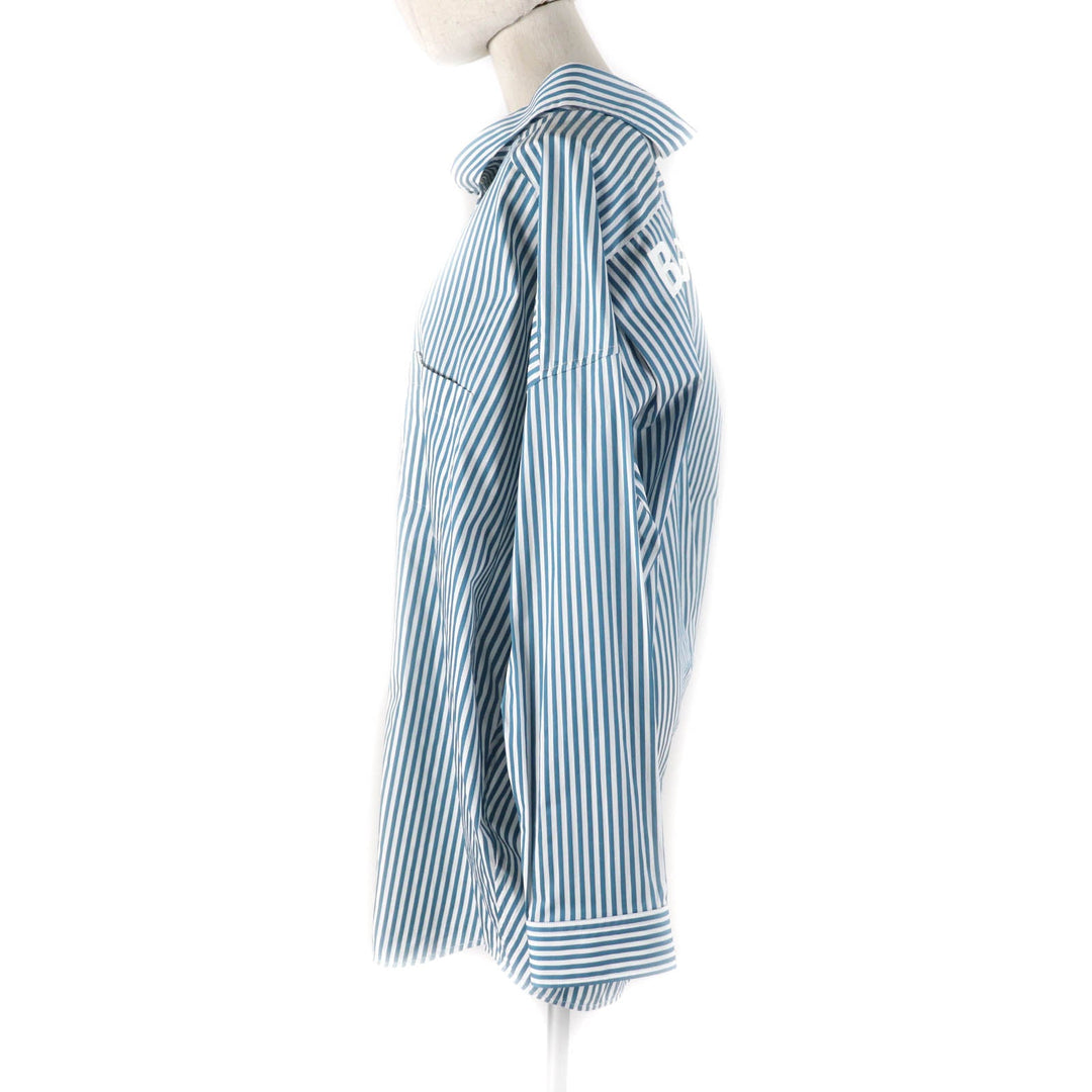 BALENCIAGA Long sleeve shirt 622050 Main: 100% cotton Green white Women 34 Used Authentic