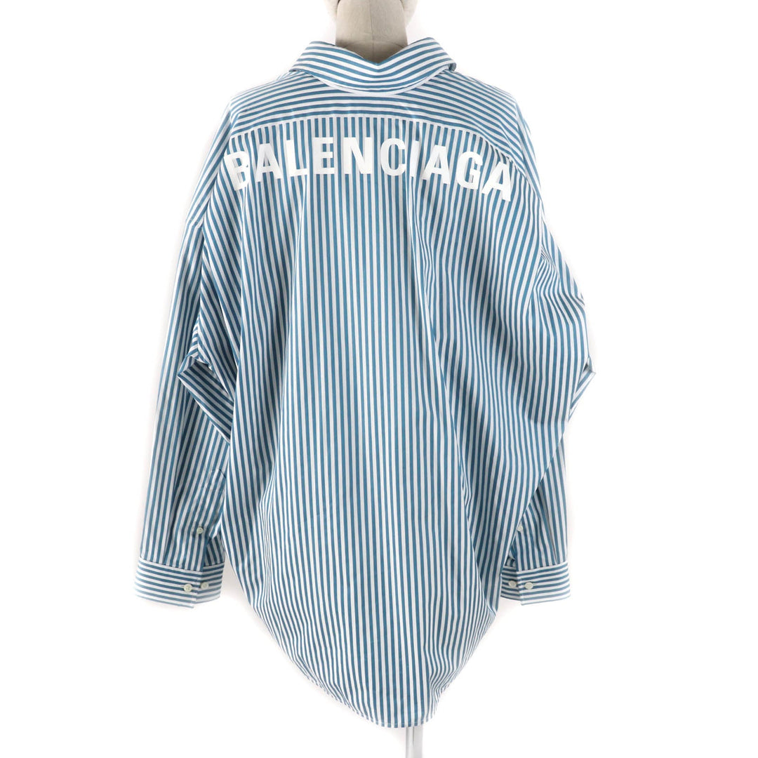 BALENCIAGA Long sleeve shirt 622050 Main: 100% cotton Green white Women 34 Used Authentic