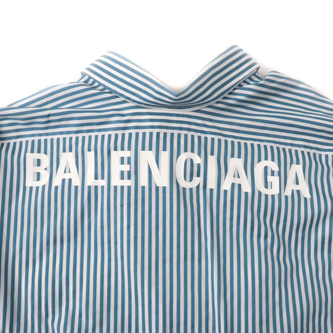 BALENCIAGA Long sleeve shirt 622050 Main: 100% cotton Green white Women 34 Used Authentic