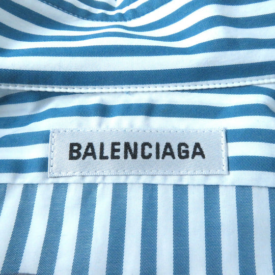 BALENCIAGA Long sleeve shirt 622050 Main: 100% cotton Green white Women 34 Used Authentic