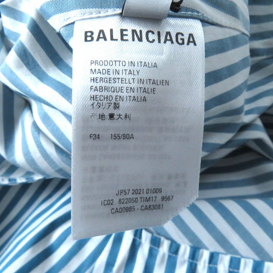 BALENCIAGA Long sleeve shirt 622050 Main: 100% cotton Green white Women 34 Used Authentic
