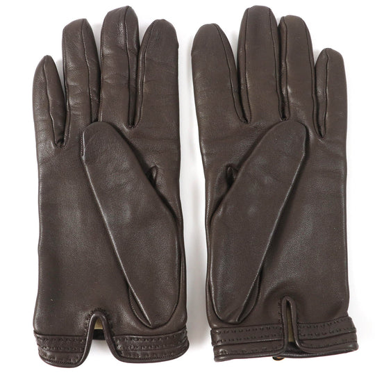 HERMES gloves Main: Leather Dark brown Women 7 1/2 Used Authentic